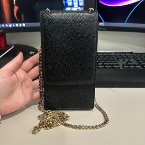 ***LIKE NEW*** Leather Phone Clutch Bag wallet by Nordstrom in black and gold
